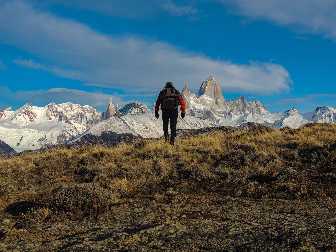 Sendero patagónico con vista a las montañas cerca de El Chaltén