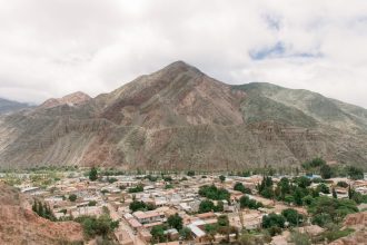 Viñedos y montañas en Cafayate dentro de los Valles Calchaquíes